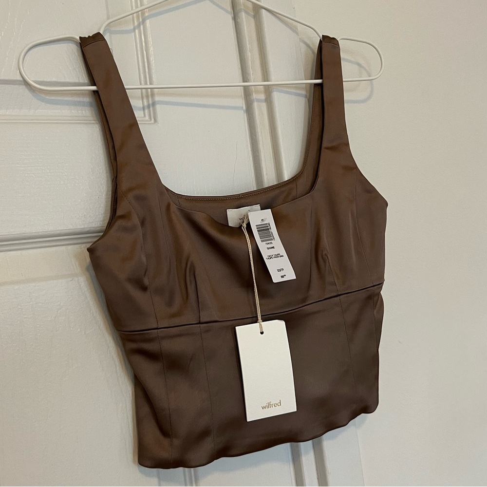 Aritzia Wilfred Shine Bustier top (Deep Taupe) size XS
